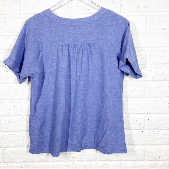 VINEYARD VINES Blue Linen blend Short Sleeve Tunic - Picture 3 of 7